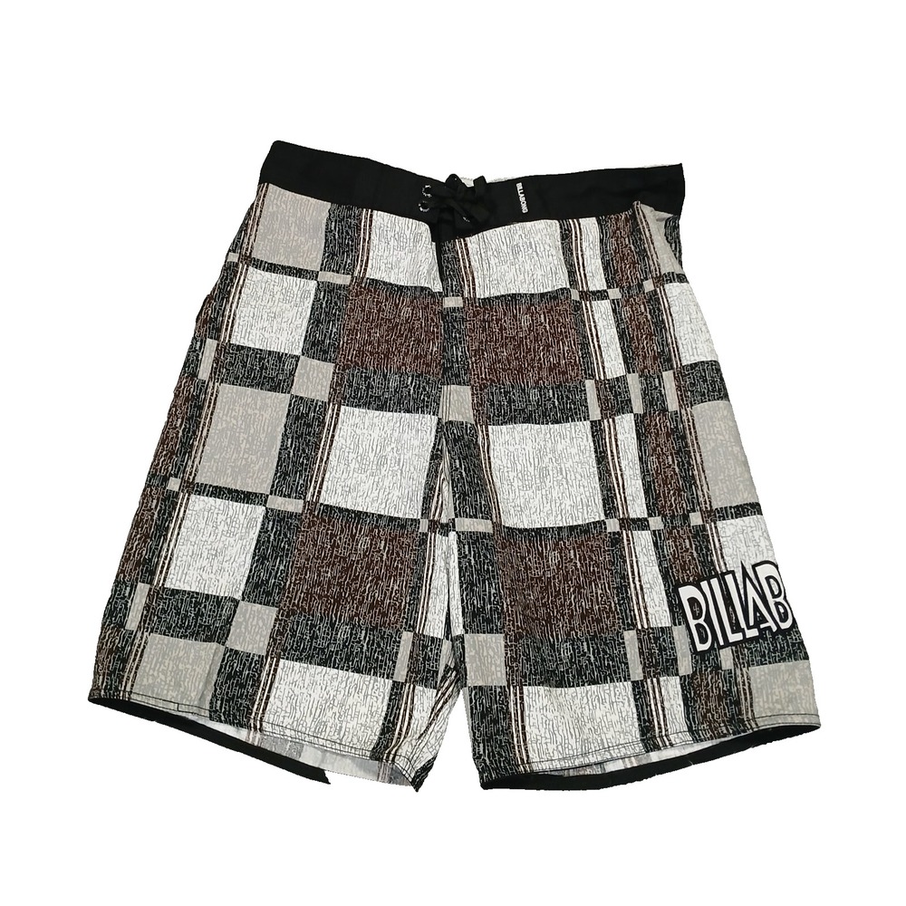 Billabong Board Shorts Mens Black Gray Color Block Swim Trunks Size 34
